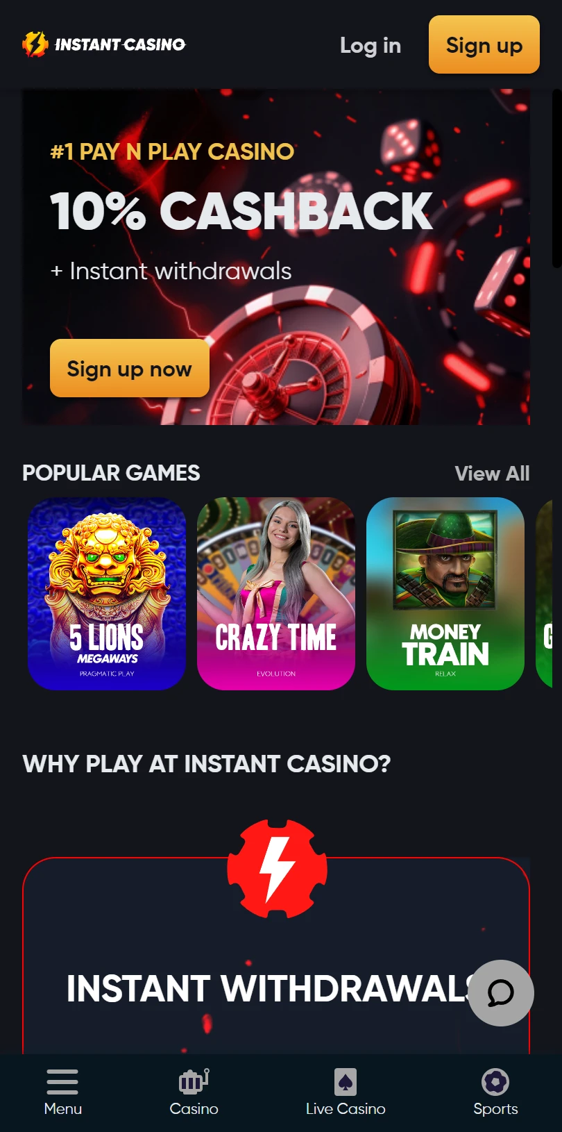InstantCasino - Online-Casino ohne Verifizierung 2026
